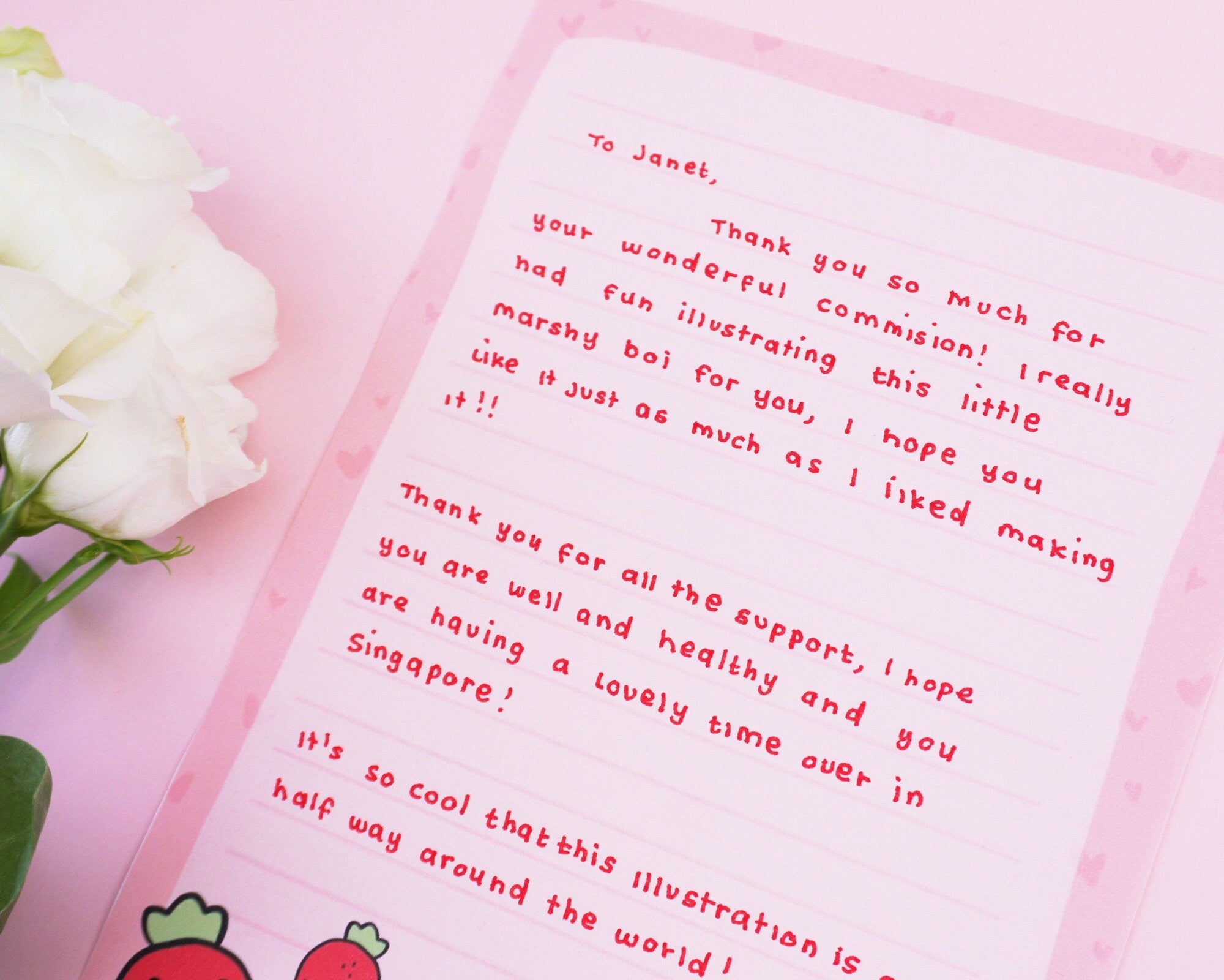 Strawberry Digital Letter Set | Printable Cute Digital Stationery | Adorable Letter Writing Sheets Katnipp character product