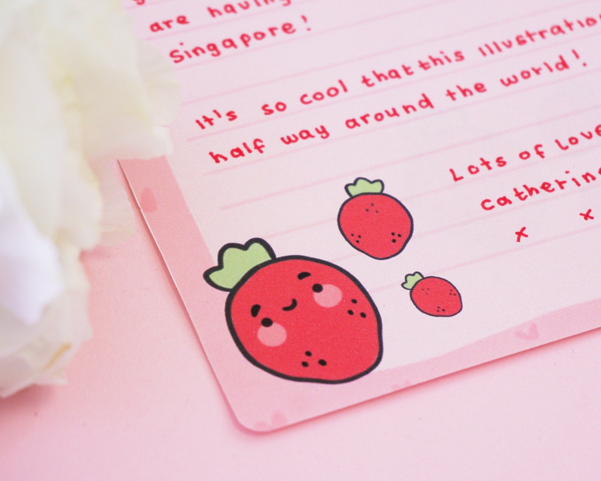 Strawberry Digital Letter Set | Printable Cute Digital Stationery | Adorable Letter Writing Sheets Katnipp character product