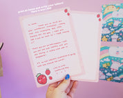 Strawberry Digital Letter Set | Printable Cute Digital Stationery | Adorable Letter Writing Sheets Katnipp character product