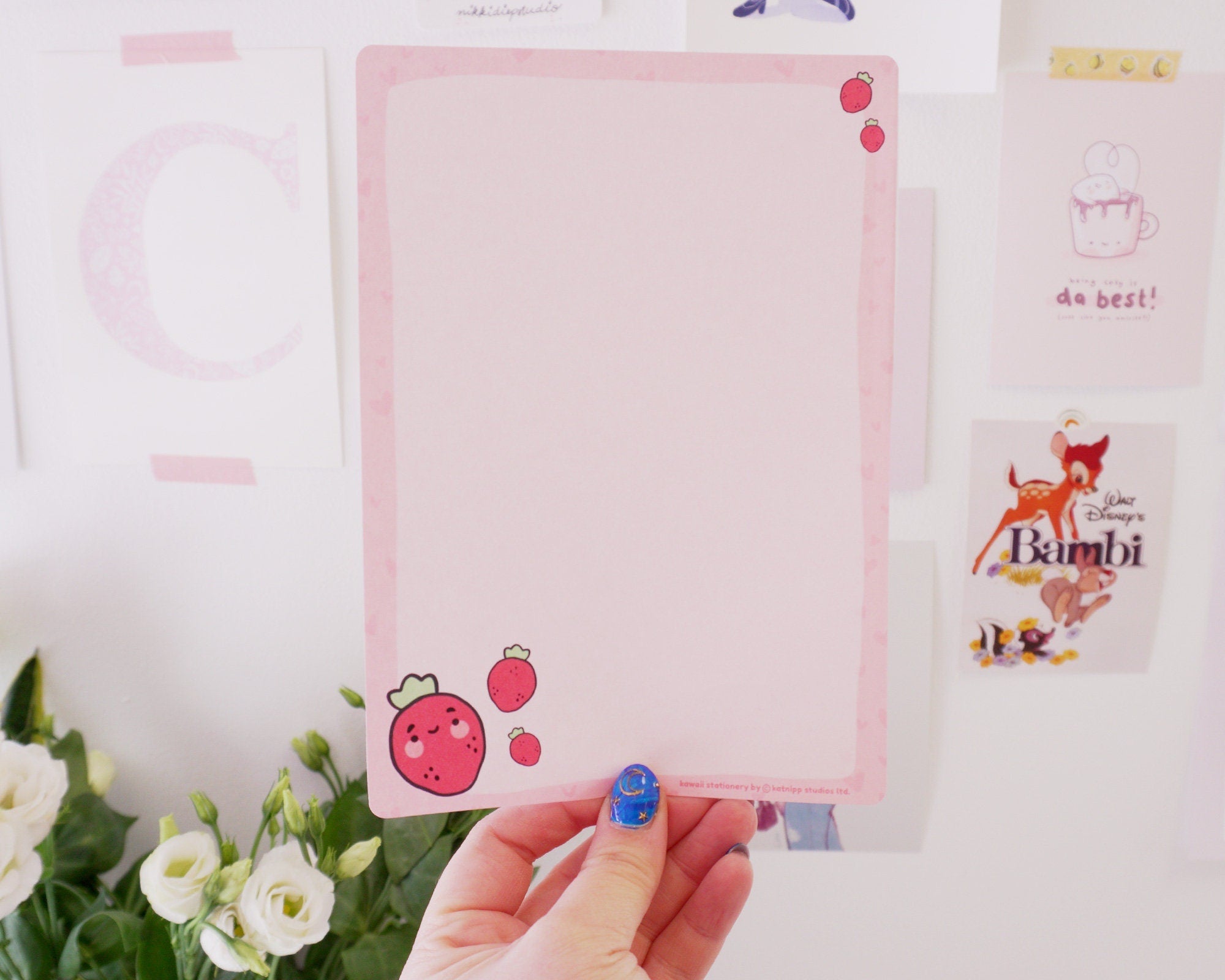 Strawberry Digital Letter Set | Printable Cute Digital Stationery | Adorable Letter Writing Sheets Katnipp character product