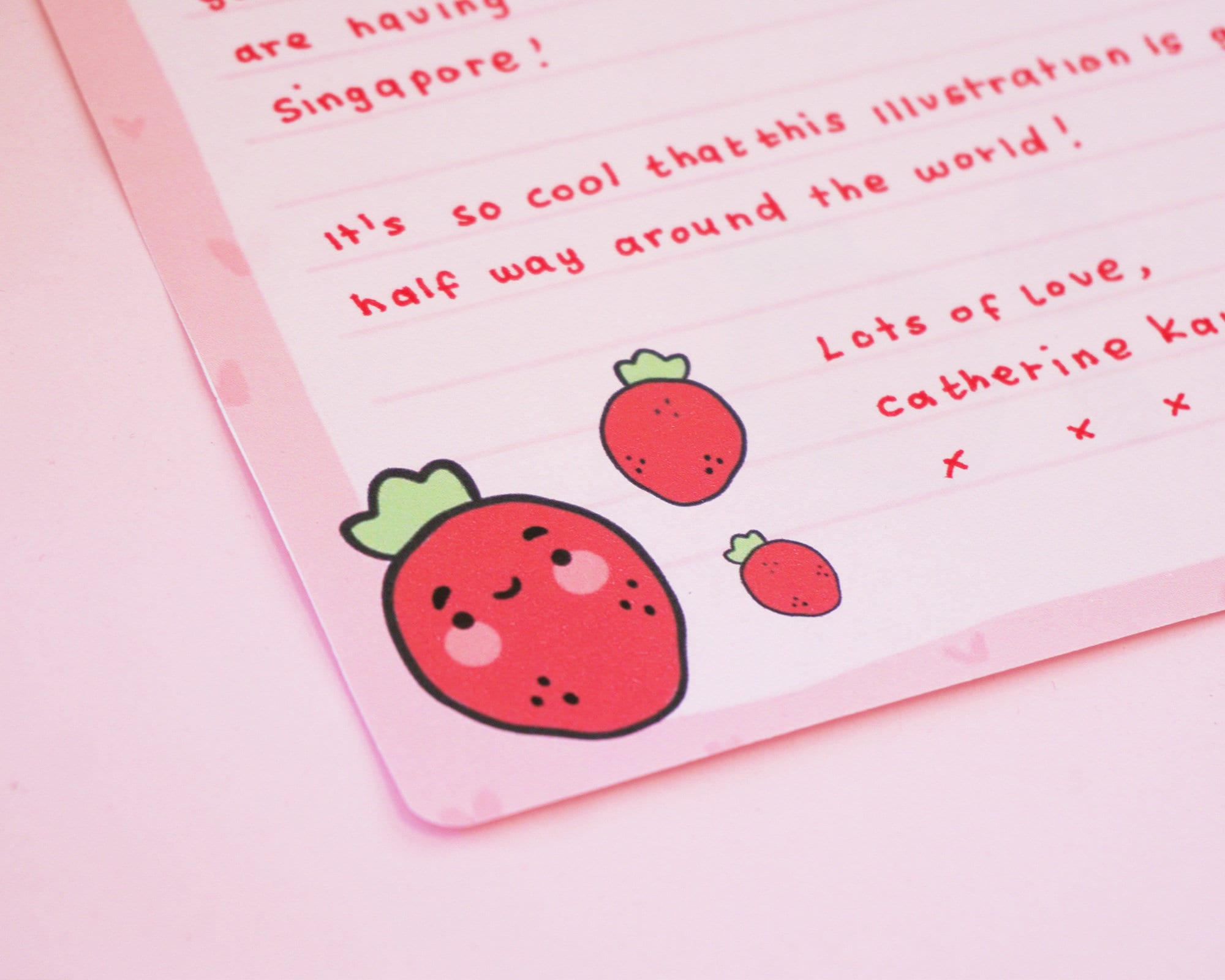 Strawberry Digital Letter Set | Printable Cute Digital Stationery | Adorable Letter Writing Sheets Katnipp character product