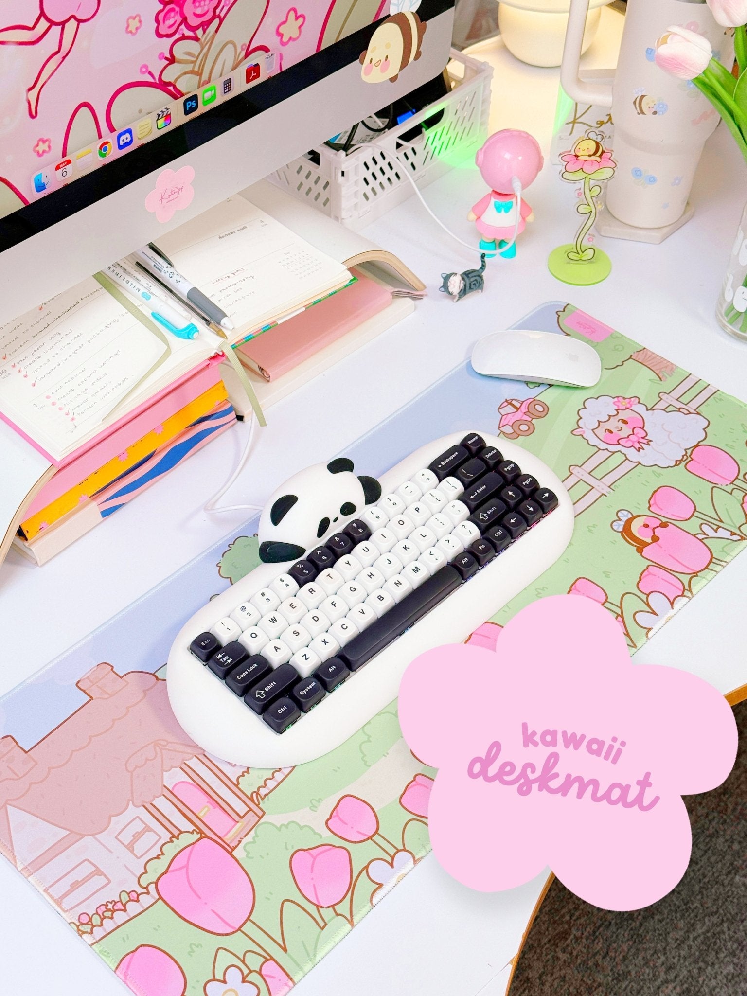 Sugapuff Sheep Gaming Desk Mat | Kawaii Pastel Desk Decor | Katnipp Spring Katnipp character product