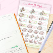 Time to Study Sticker Sheet | A6 Planner Stickers | MISC 005 Katnipp character product