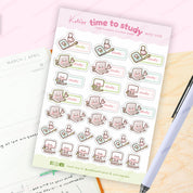 Time to Study Sticker Sheet | A6 Planner Stickers | MISC 005 Katnipp character product