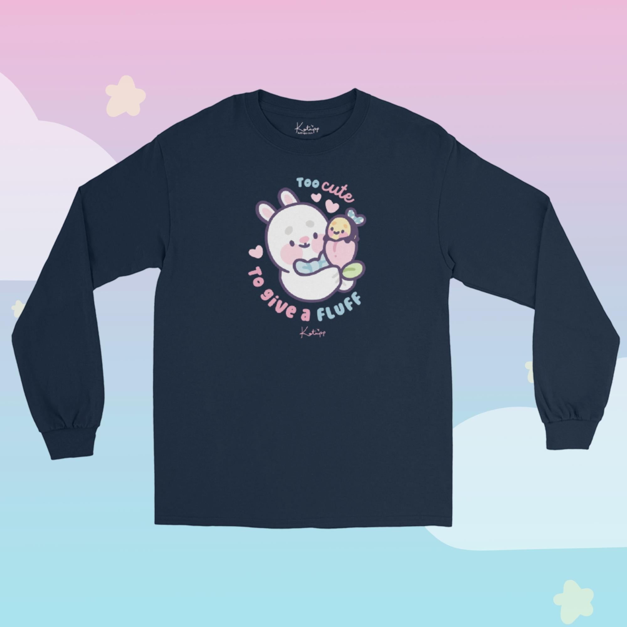 Too Cute to Give a Fluff Long Sleeve T-Shirt | Bonbun & Bumblebutt Pastel Bunny Shirt | Kawaii Spring Layering Tee Katnipp character product