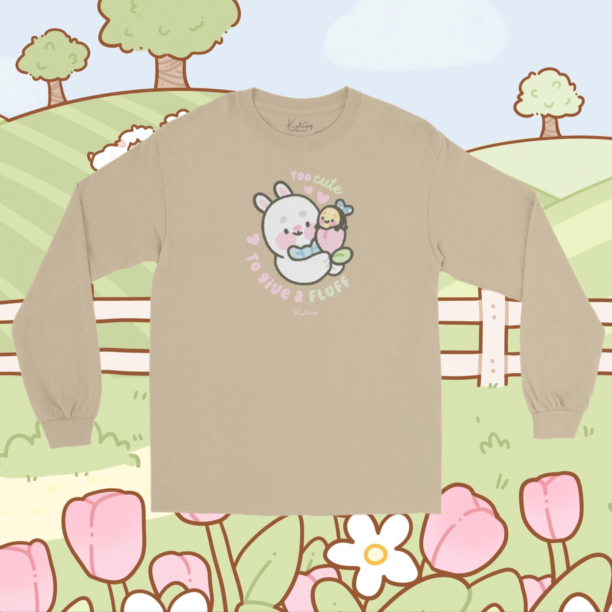 Too Cute to Give a Fluff Long Sleeve T-Shirt | Bonbun & Bumblebutt Pastel Bunny Shirt | Kawaii Spring Layering Tee Katnipp character product
