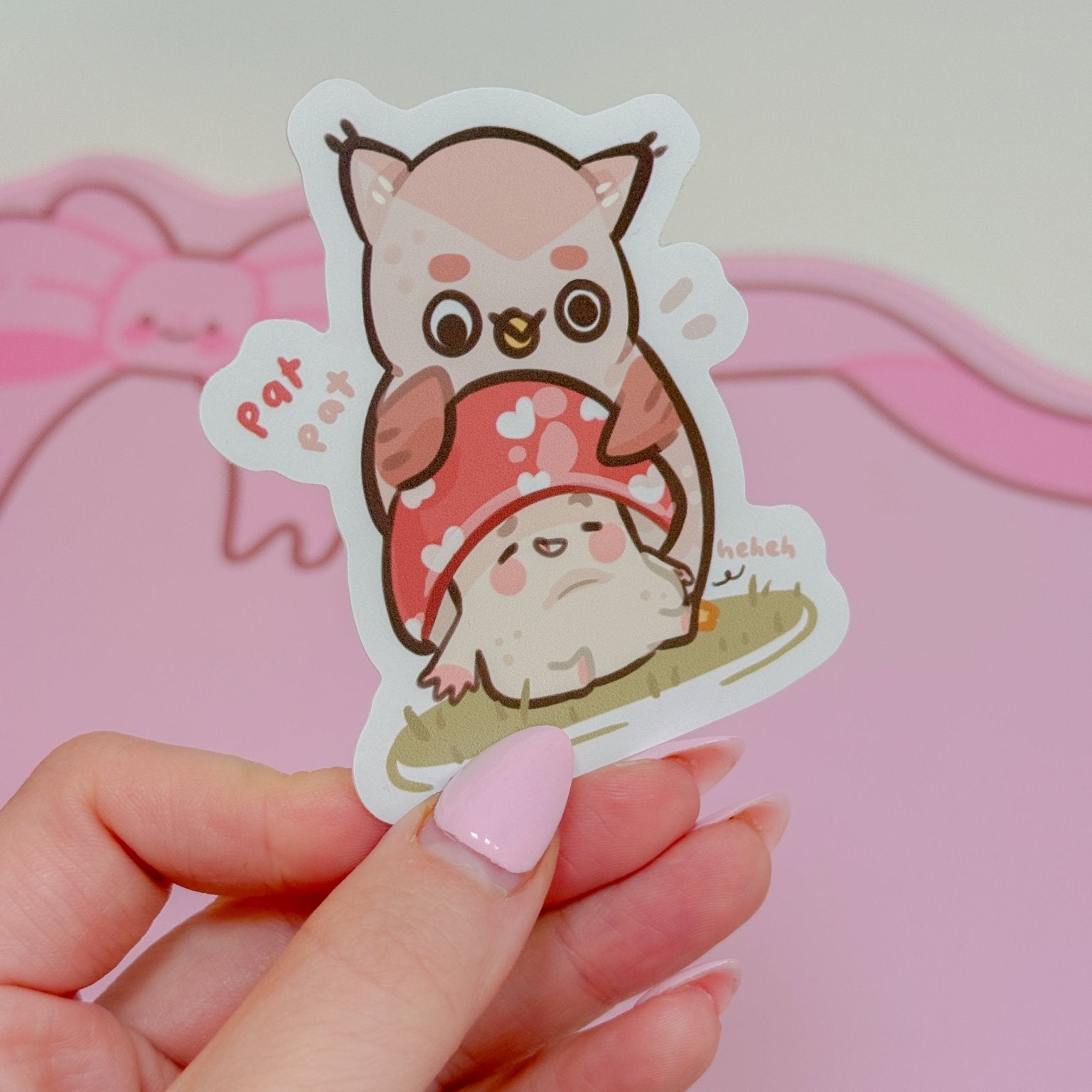 Twixx & Shroomie Autumn Sticker | Kawaii Owl Mushroom Vinyl Die Cut Katnipp character product