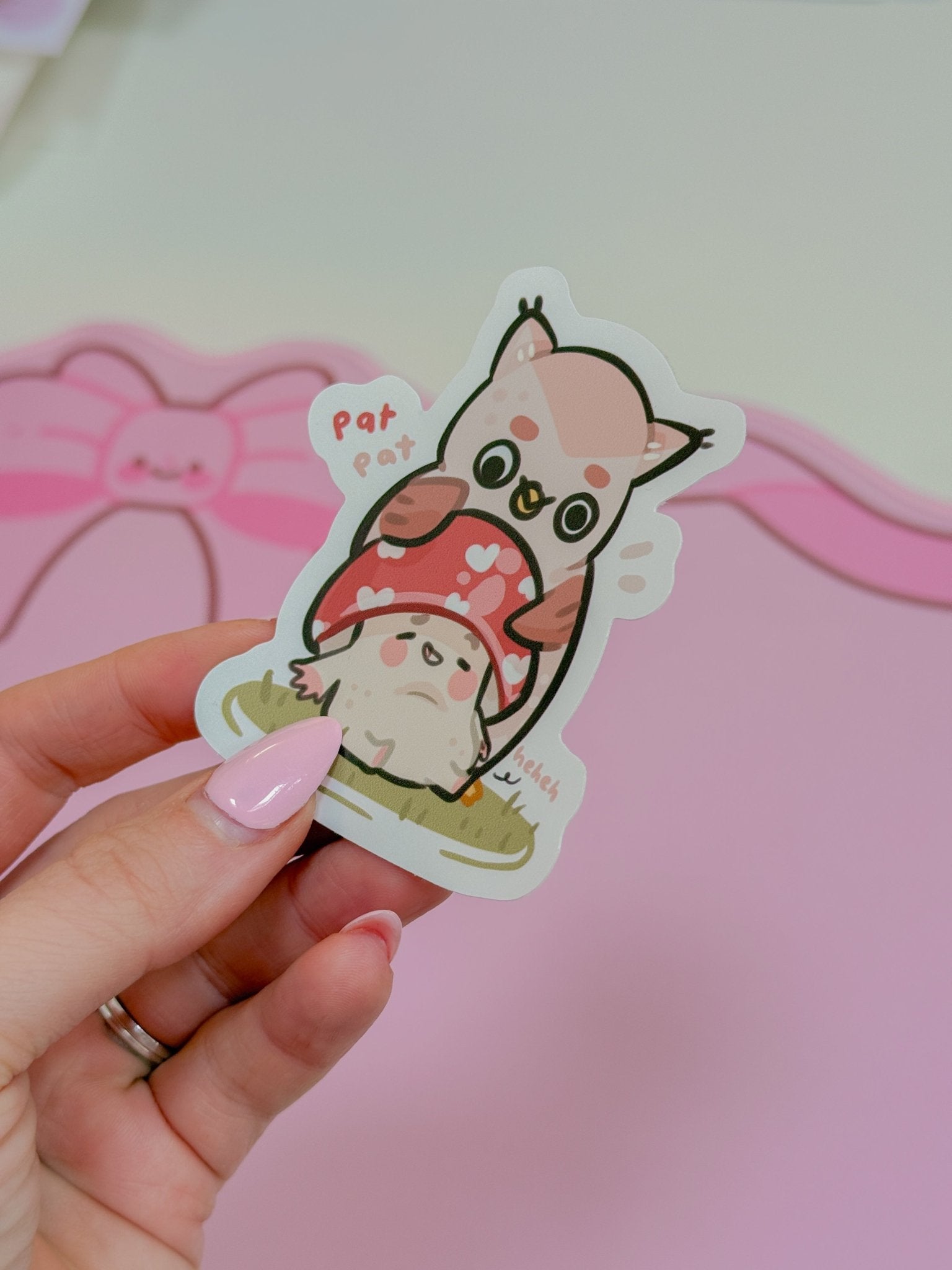 Twixx & Shroomie Autumn Sticker | Kawaii Owl Mushroom Vinyl Die Cut Katnipp character product