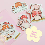 Twixx & Shroomie Sticker Set | 3 Kawaii Autumn Vinyl Stickers Katnipp character product