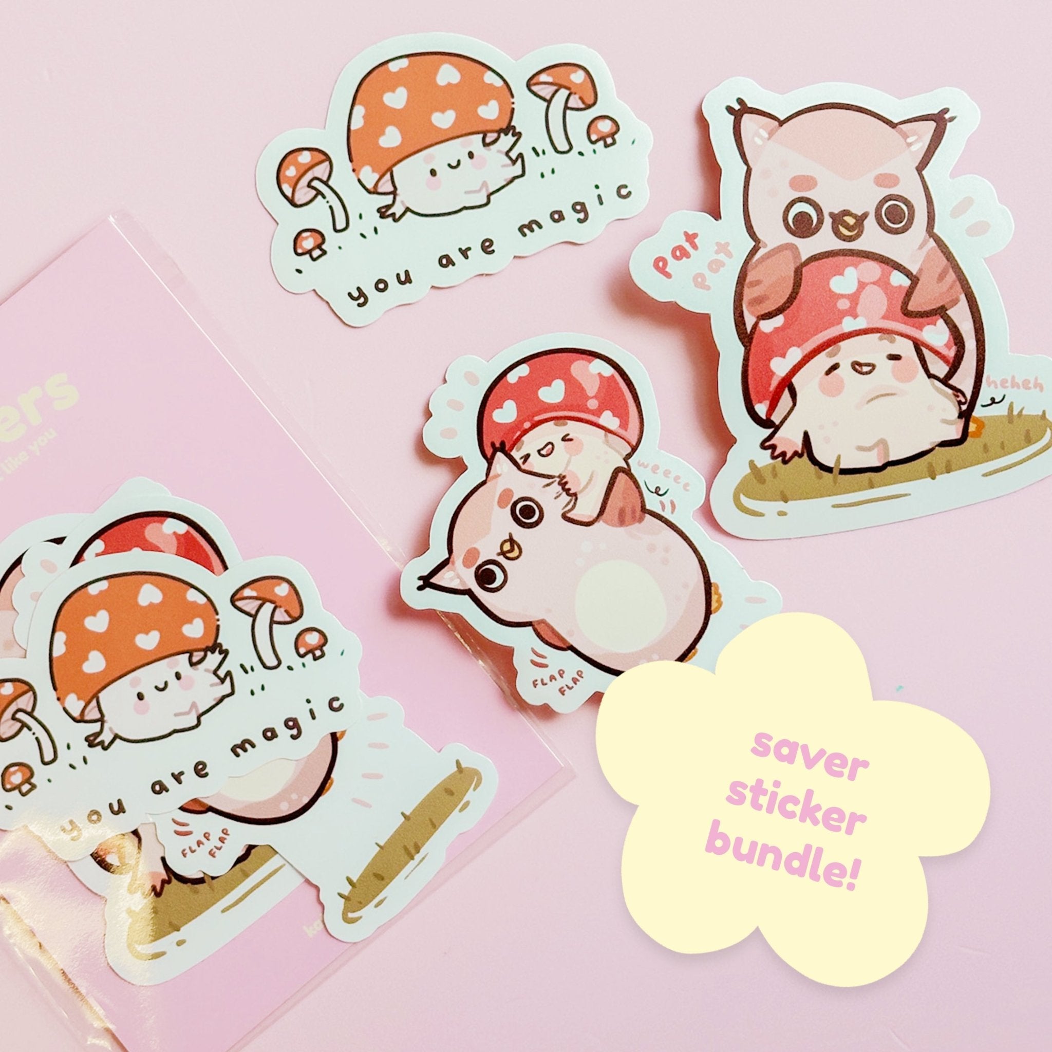 Twixx & Shroomie Sticker Set | 3 Kawaii Autumn Vinyl Stickers Katnipp character product