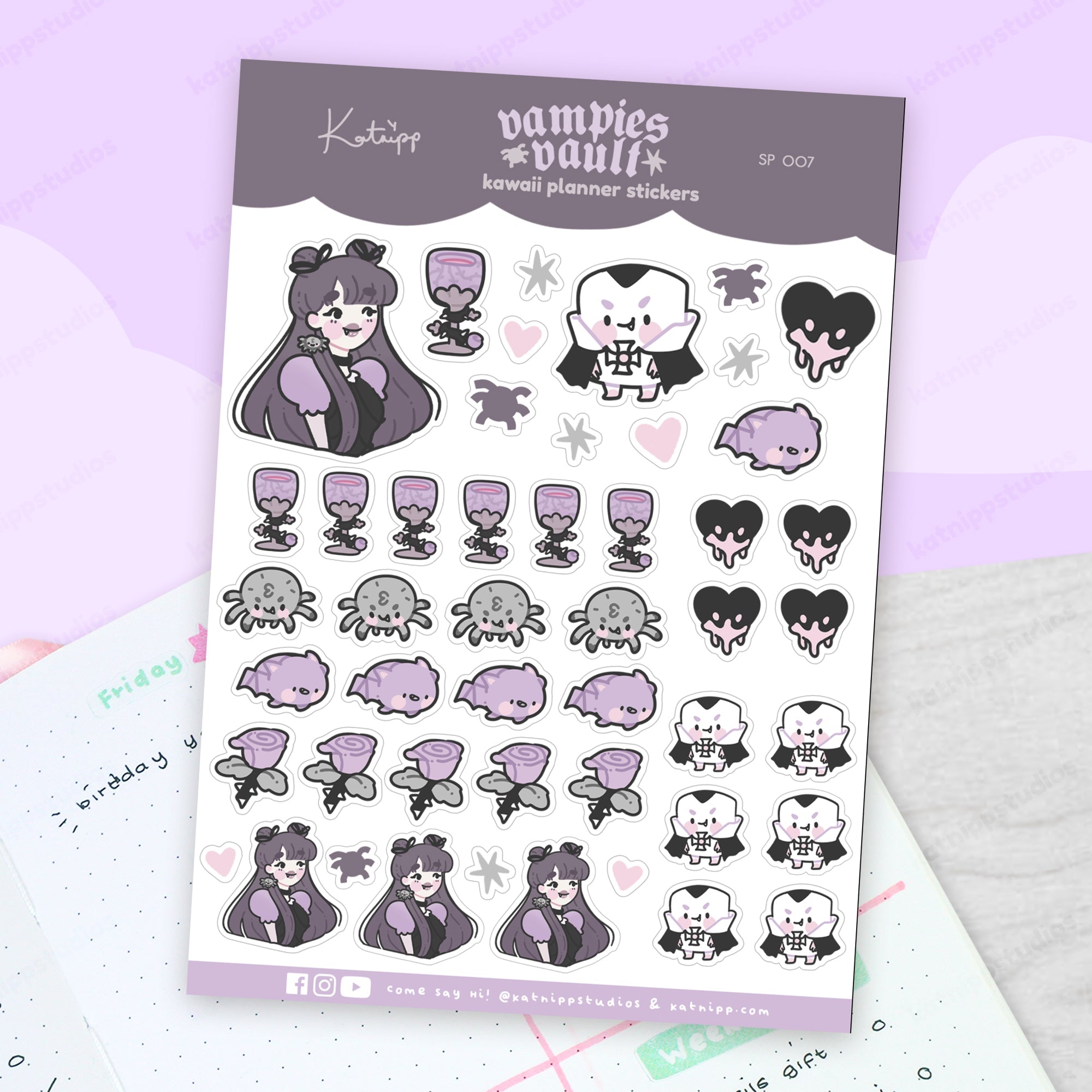Vampies Vault A6 Sticker Sheet | Kawaii Gothic Characters | SP007 Katnipp character product