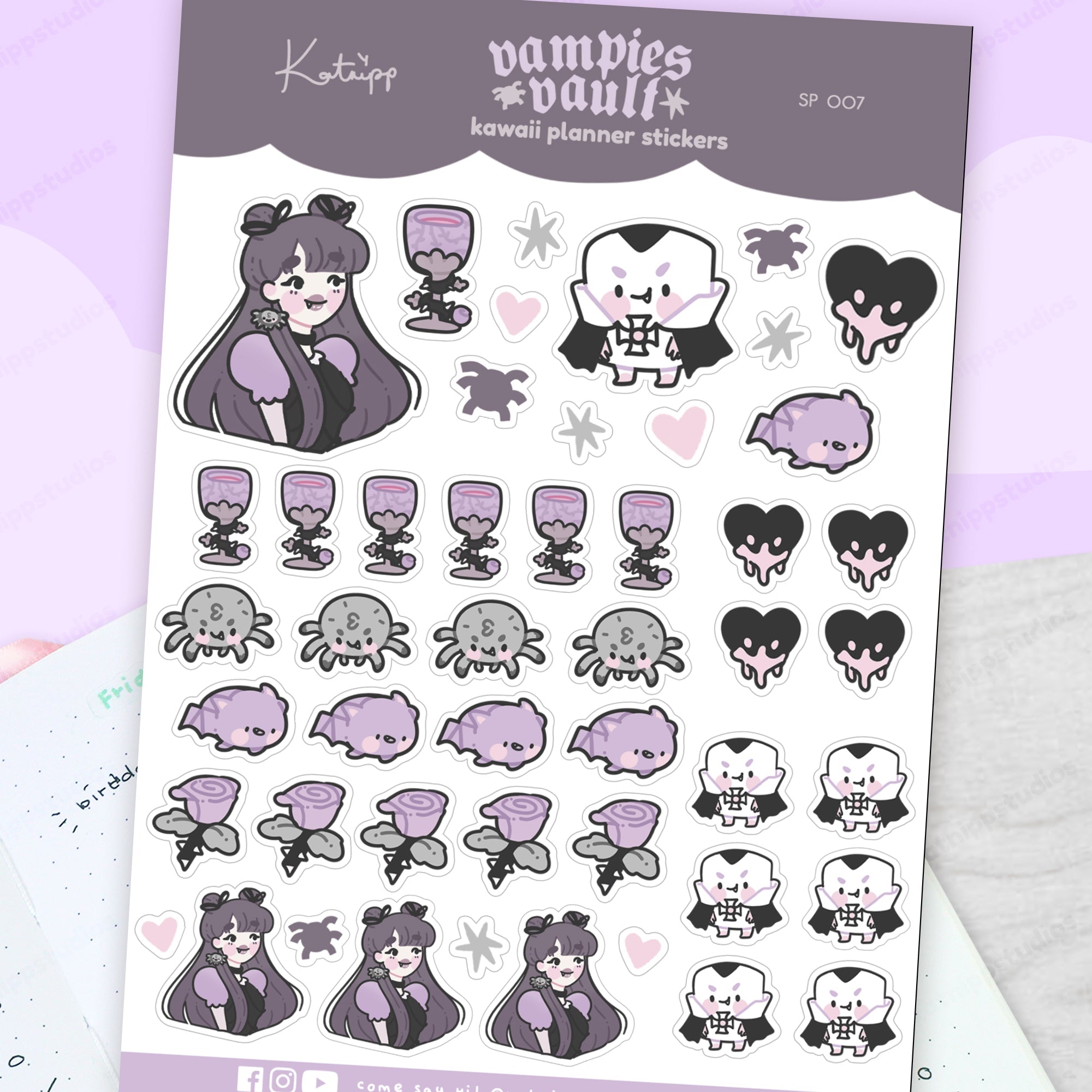 Vampies Vault A6 Sticker Sheet | Kawaii Gothic Characters | SP007 Katnipp character product