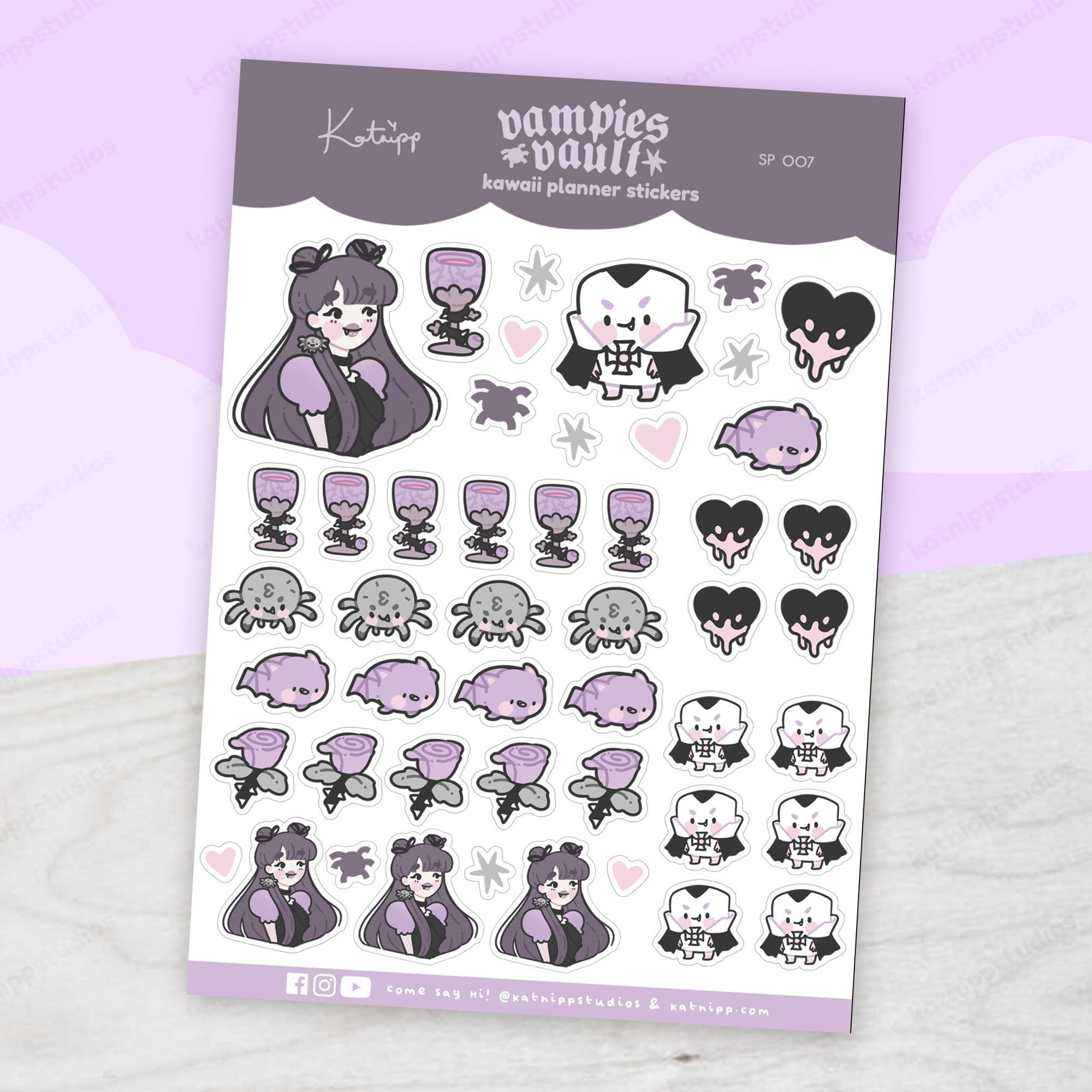 Vampies Vault A6 Sticker Sheet | Kawaii Gothic Characters | SP007 Katnipp character product