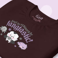 Vampire Marshie &amp; Vampies Vault Friends T-Shirt | Don't Be Ordinary Be Fangtastic Quote | Spooky Cute Gothic Halloween Tee - Oxblood Black / S