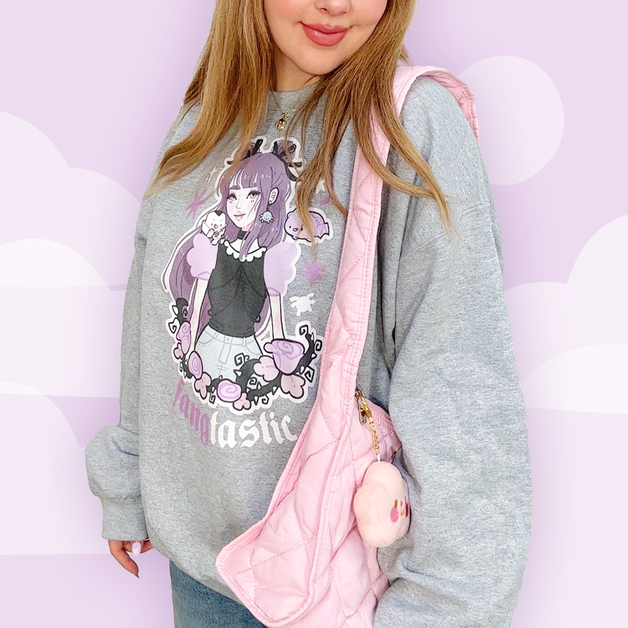 Violet the Vampire Jumper | Fangtastic Gothic Halloween Sweatshirt | Spooky Cute Bat & Vampire Apparel Katnipp character product