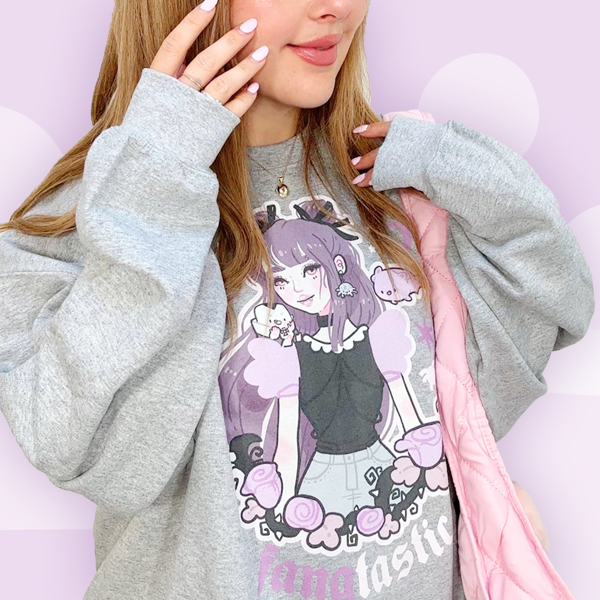 Violet the Vampire Jumper | Fangtastic Gothic Halloween Sweatshirt | Spooky Cute Bat & Vampire Apparel Katnipp character product
