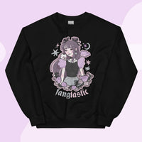Violet the Vampire Jumper | Fangtastic Gothic Halloween Sweatshirt | Spooky Cute Bat &amp; Vampire Apparel - Black / S