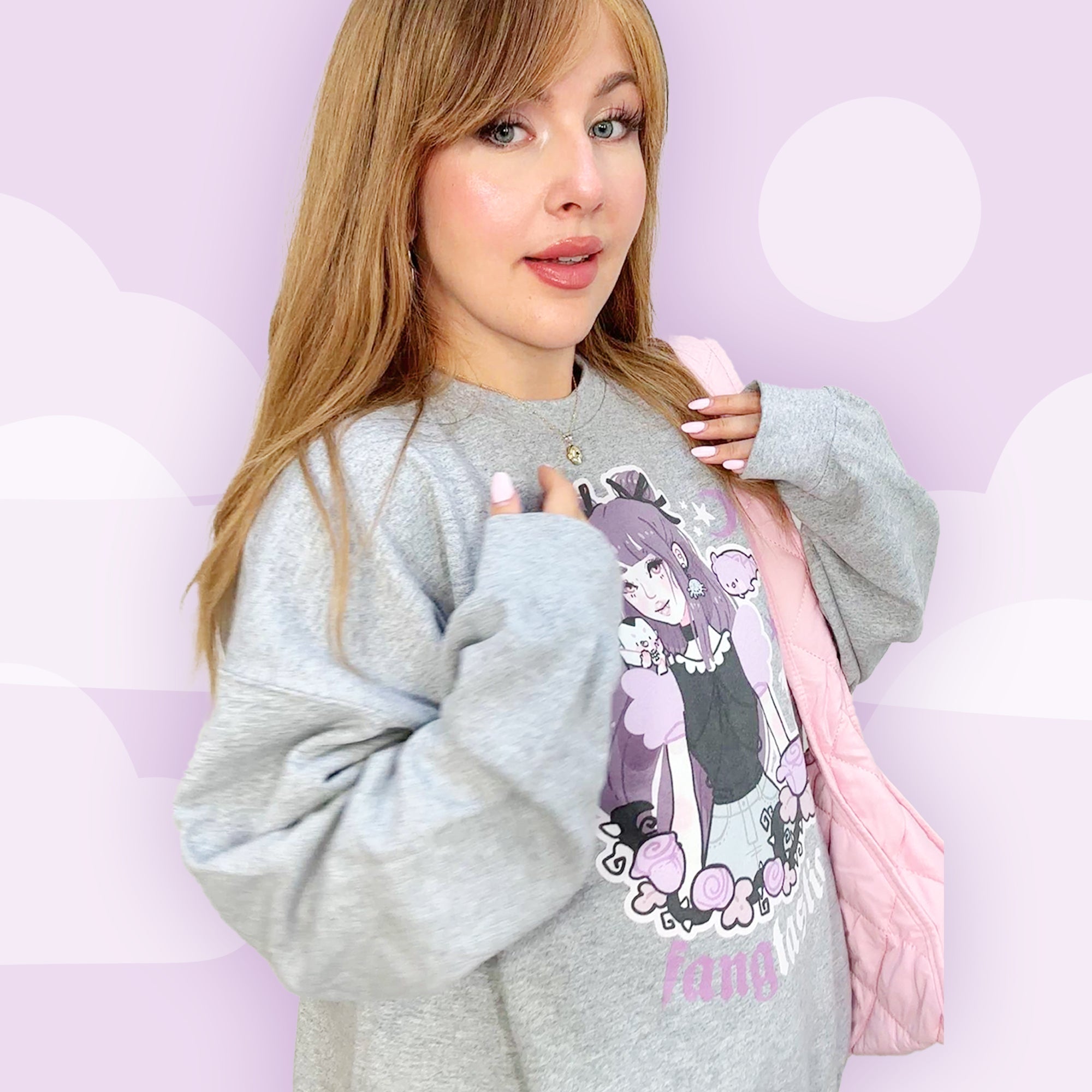 Violet the Vampire Jumper | Fangtastic Gothic Halloween Sweatshirt | Spooky Cute Bat & Vampire Apparel Katnipp character product