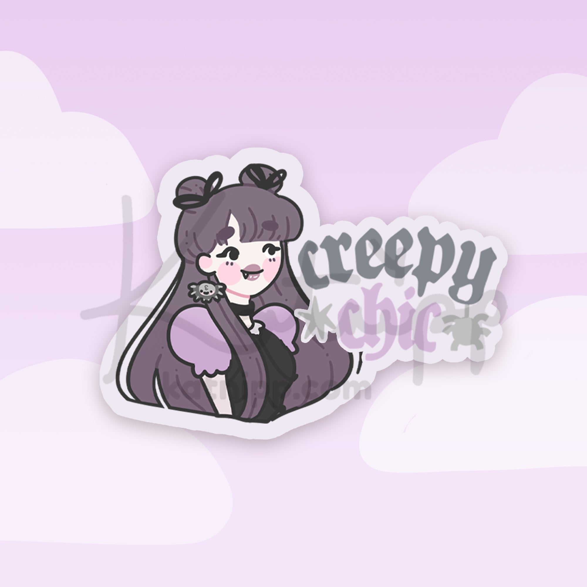 Violet the Vampire Kawaii Gothic Vinyl Sticker | Creepy Chic Katnipp character product