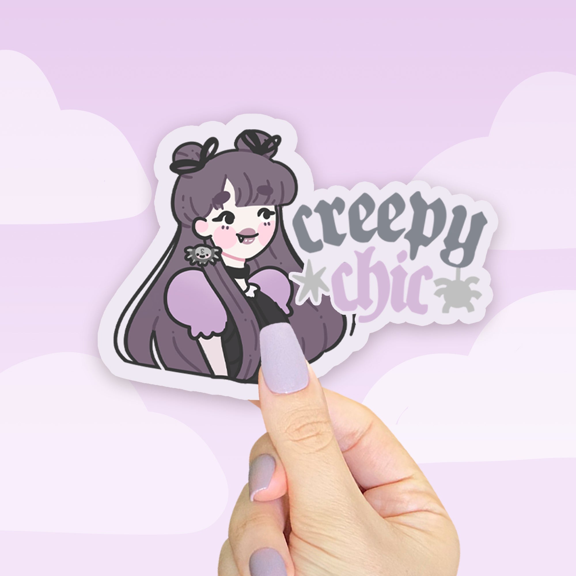 Violet the Vampire Kawaii Gothic Vinyl Sticker | Creepy Chic Katnipp character product