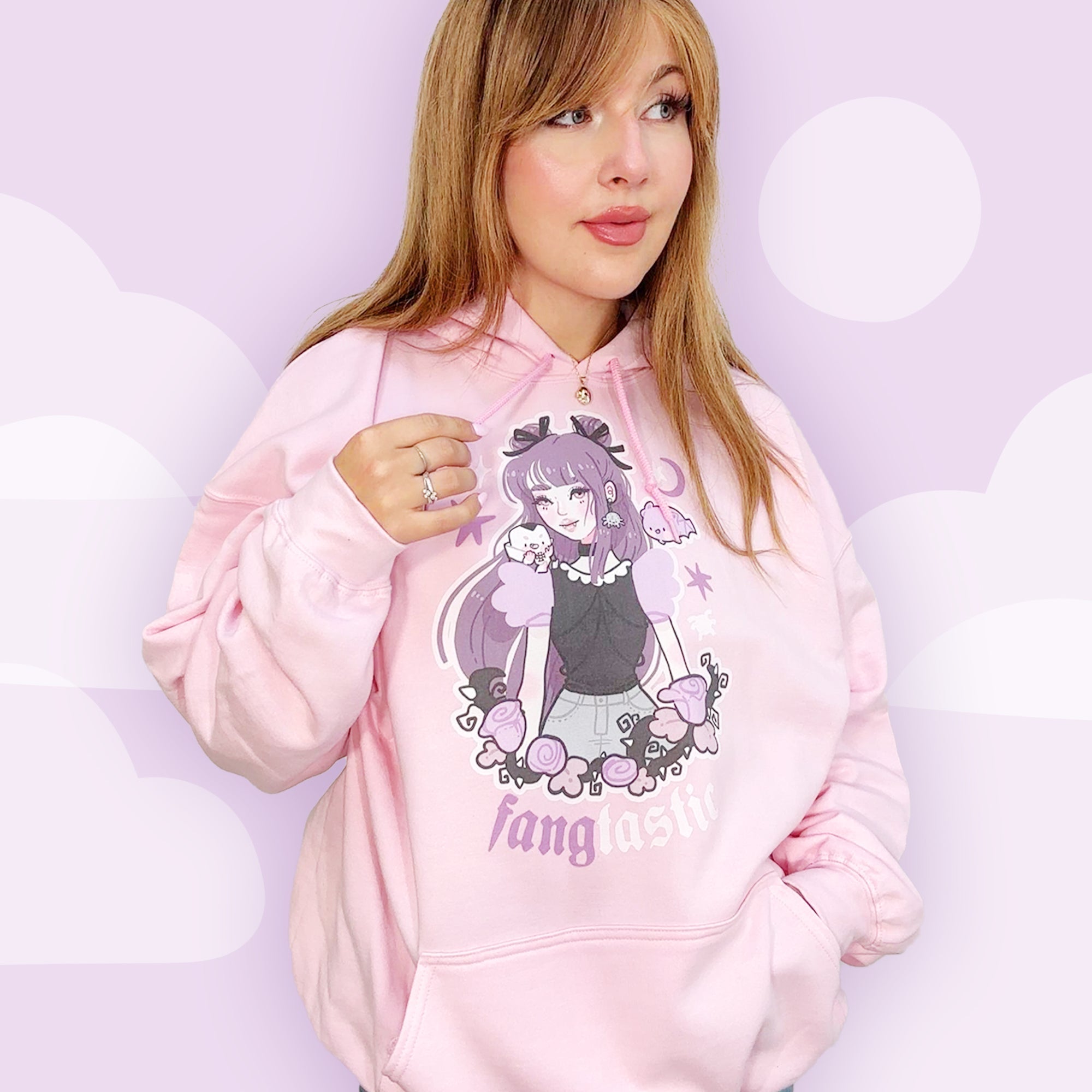 Violet the Vampire Sweatshirt | Fangtastic Gothic Halloween Hoodie | Spooky Cute Kawaii Apparel Katnipp character product