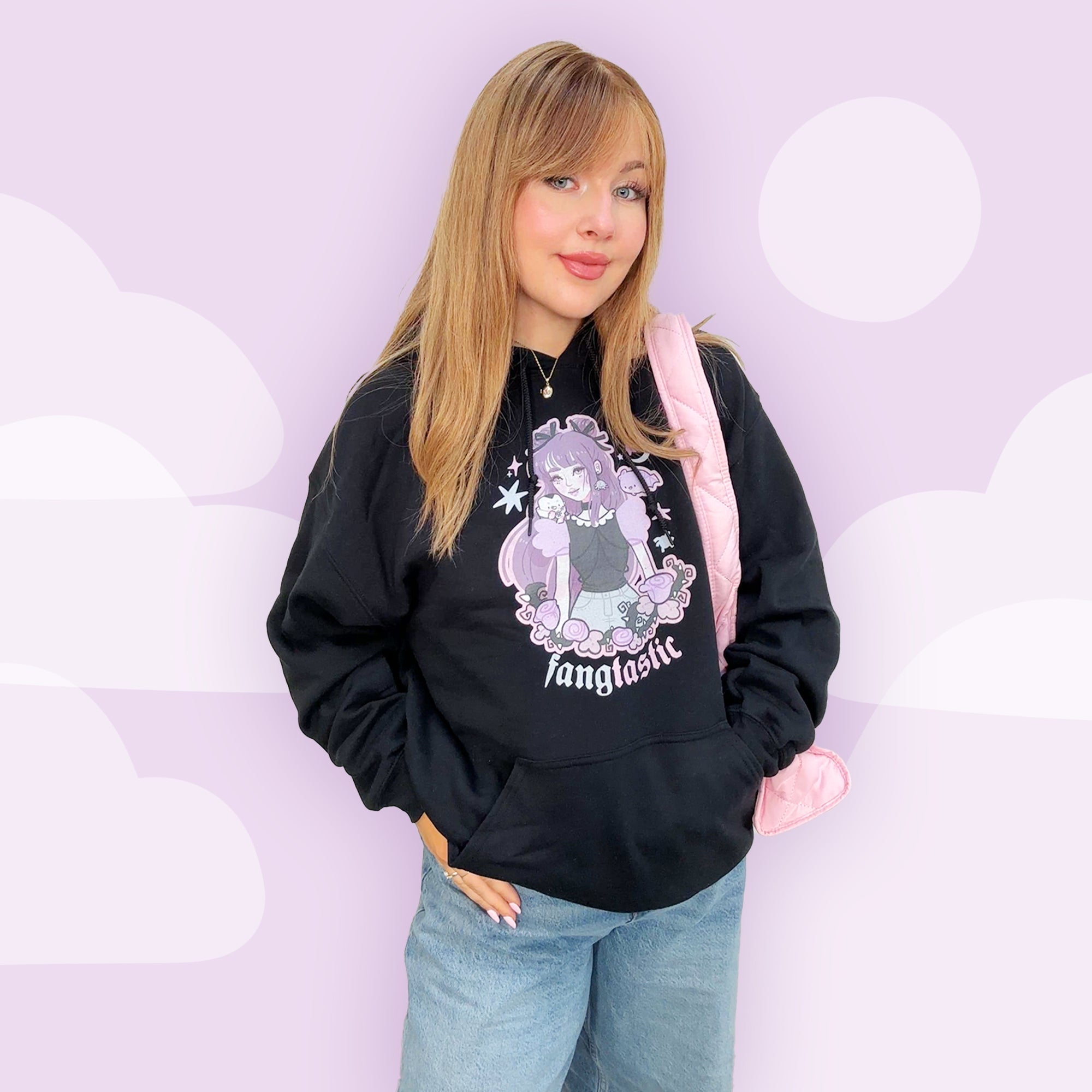 Violet the Vampire Sweatshirt | Fangtastic Gothic Halloween Hoodie | Spooky Cute Kawaii Apparel Katnipp character product