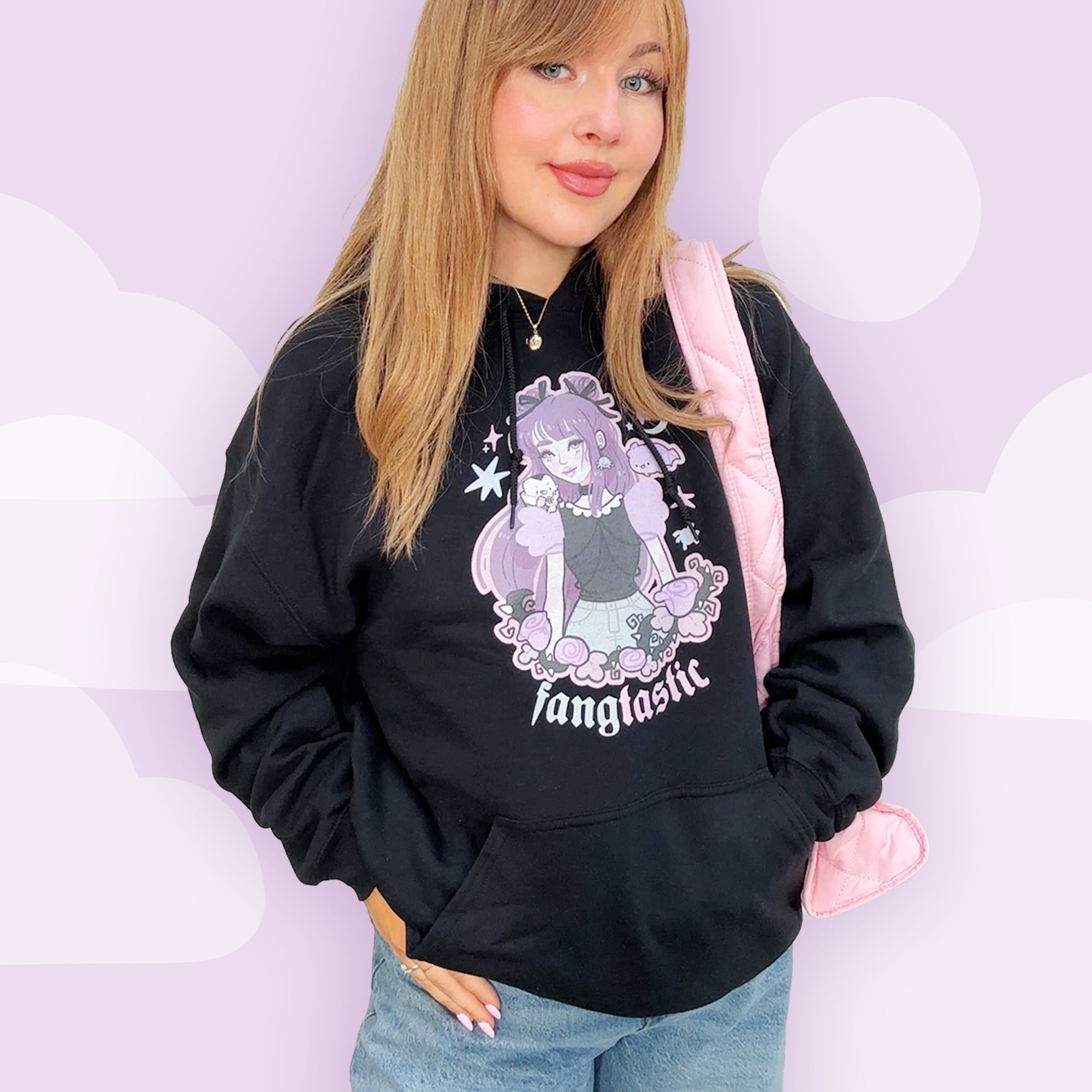 Violet the Vampire Sweatshirt | Fangtastic Gothic Halloween Hoodie | Spooky Cute Kawaii Apparel Katnipp character product