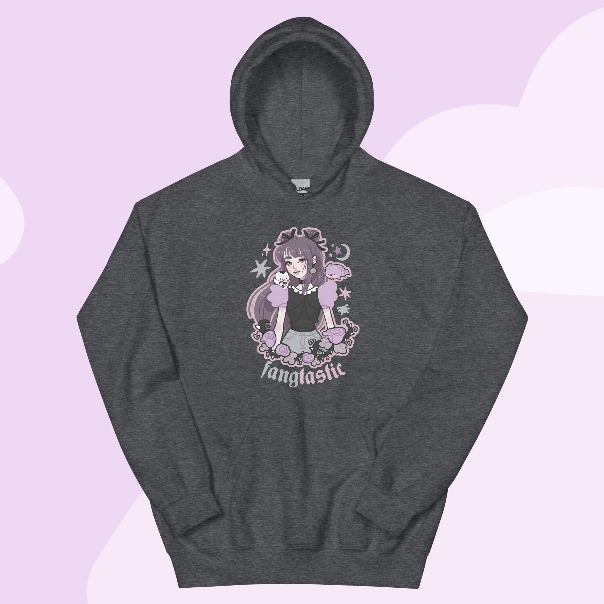 Violet the Vampire Sweatshirt | Fangtastic Gothic Halloween Hoodie | Spooky Cute Kawaii Apparel Katnipp character product