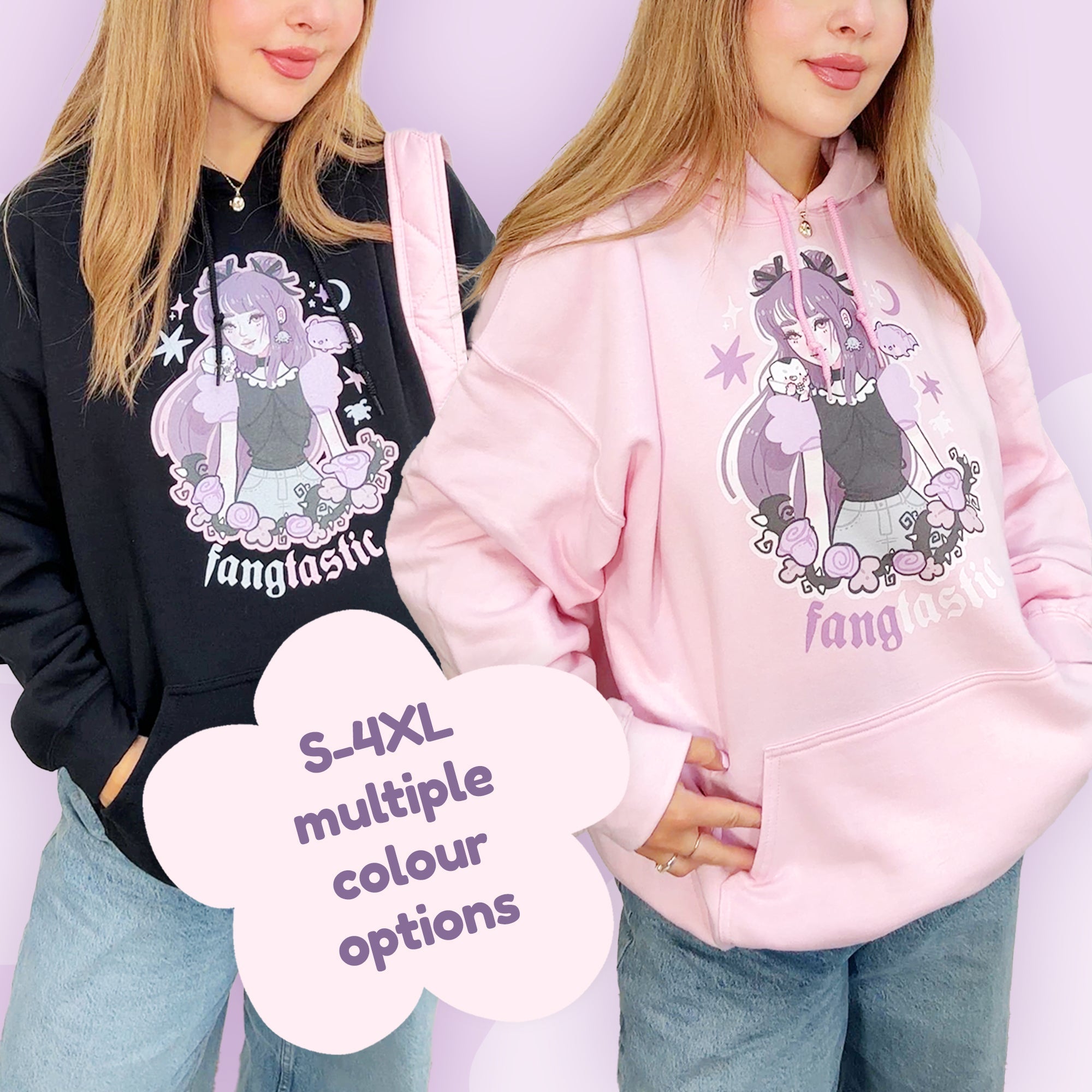 Violet the Vampire Sweatshirt | Fangtastic Gothic Halloween Hoodie | Spooky Cute Kawaii Apparel Katnipp character product