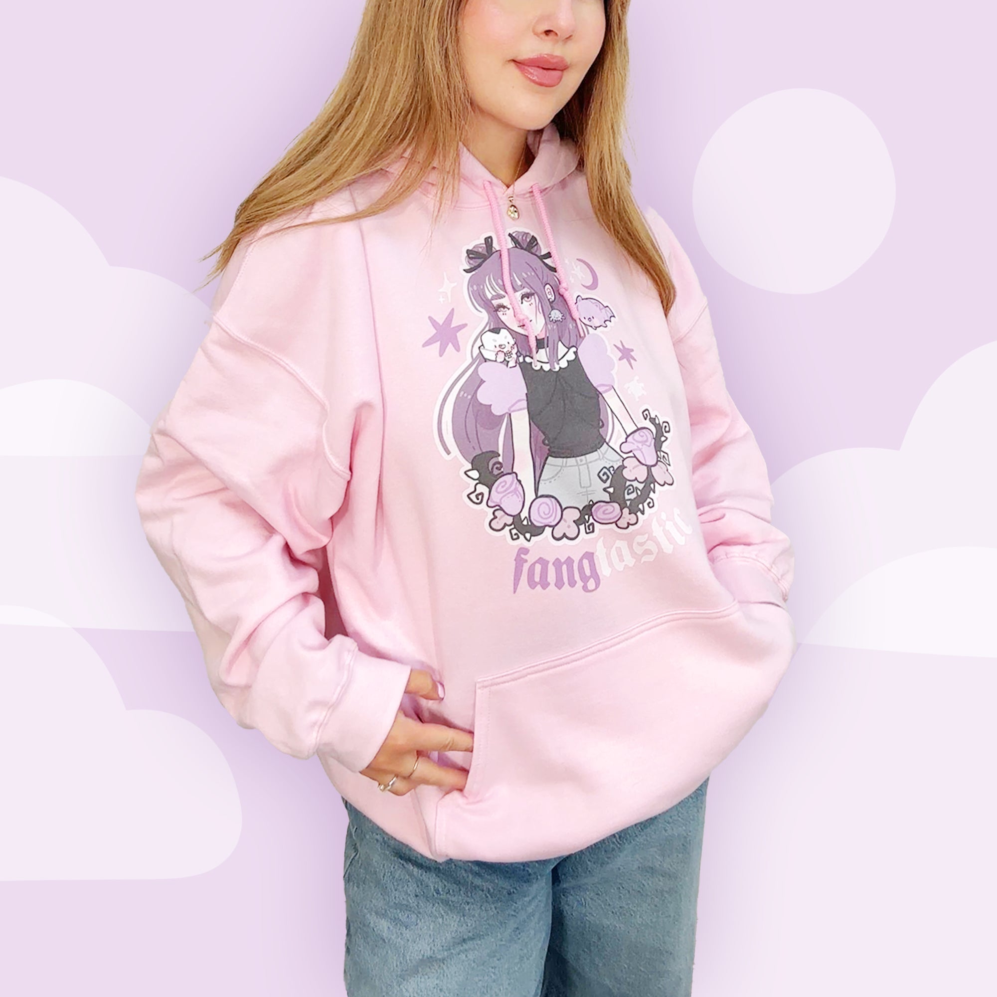 Violet the Vampire Sweatshirt | Fangtastic Gothic Halloween Hoodie | Spooky Cute Kawaii Apparel Katnipp character product
