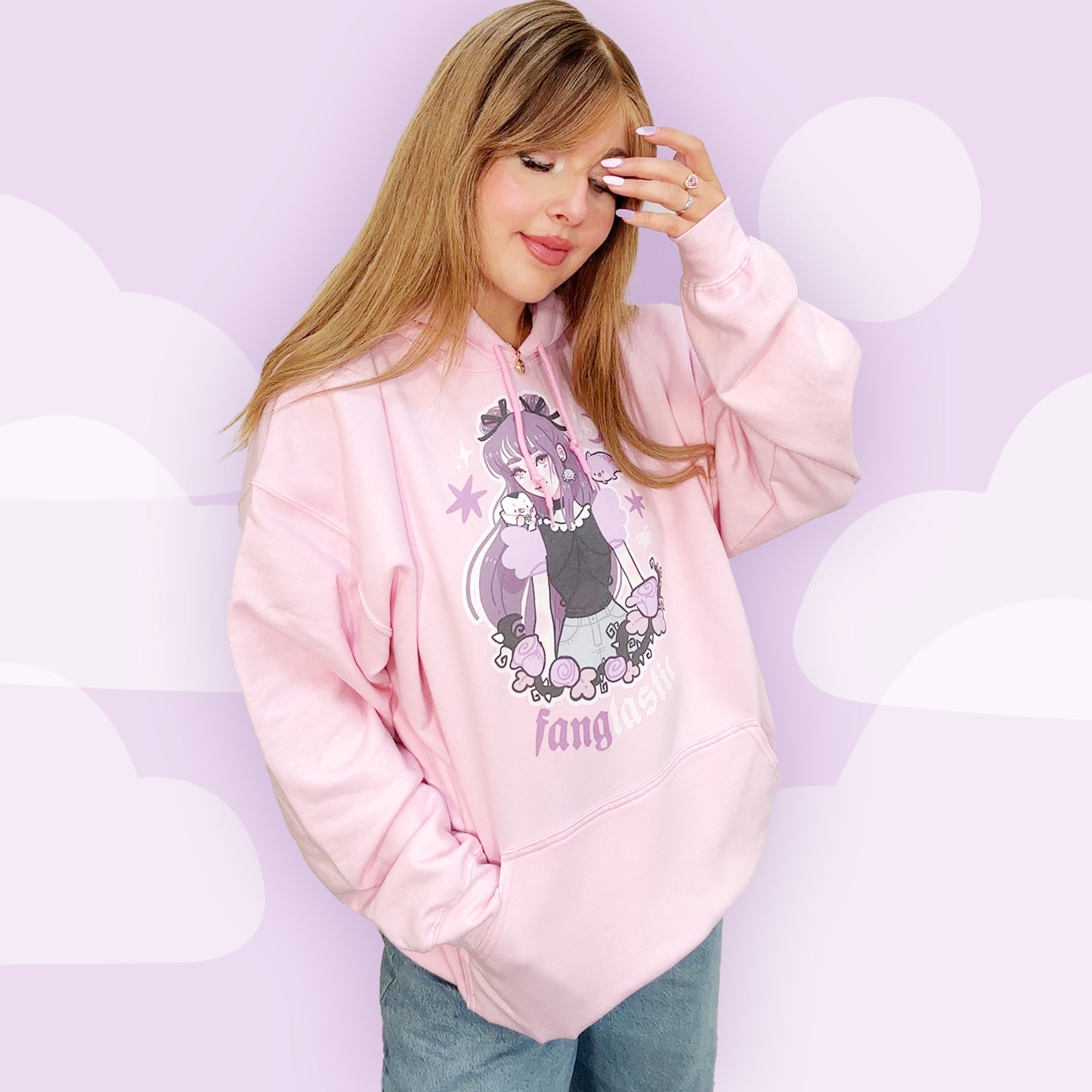 Violet the Vampire Sweatshirt | Fangtastic Gothic Halloween Hoodie | Spooky Cute Kawaii Apparel Katnipp character product