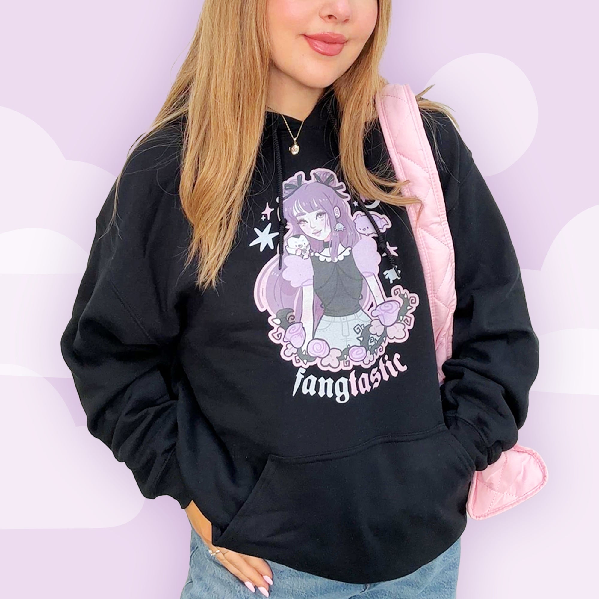 Violet the Vampire Sweatshirt | Fangtastic Gothic Halloween Hoodie | Spooky Cute Kawaii Apparel Katnipp character product