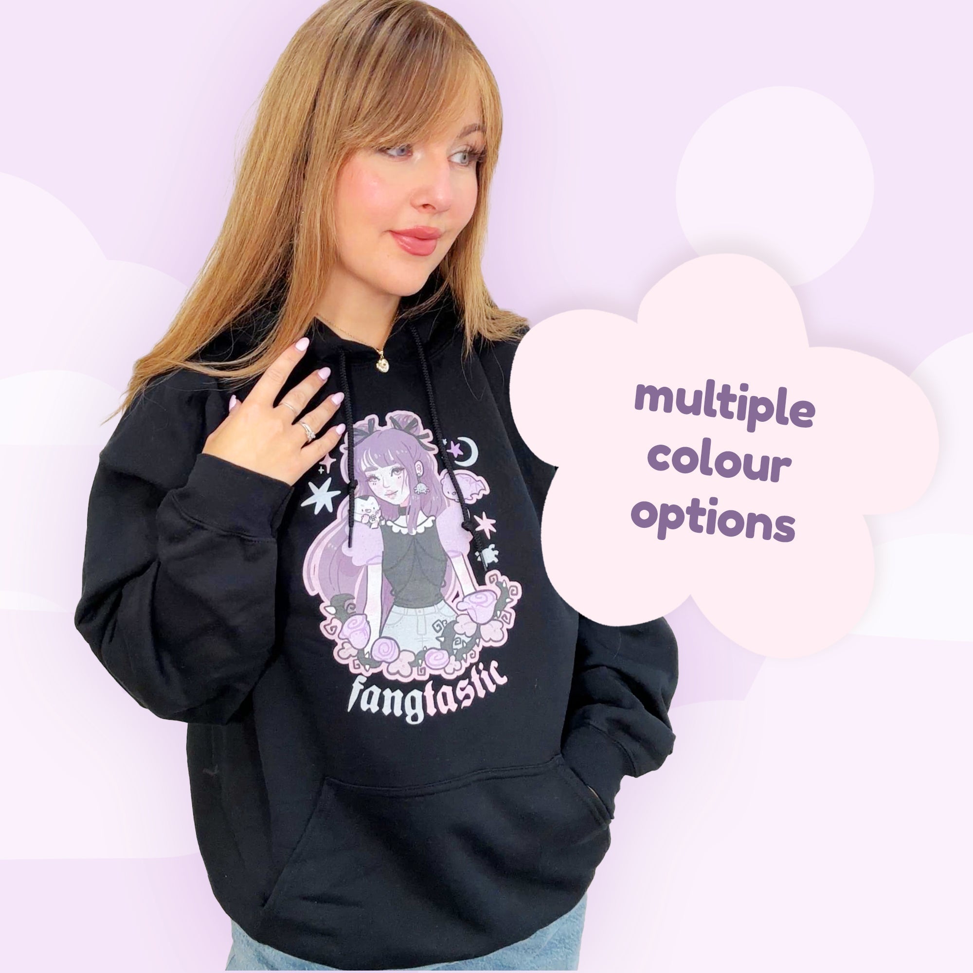 Violet the Vampire Sweatshirt | Fangtastic Gothic Halloween Hoodie | Spooky Cute Kawaii Apparel Katnipp character product