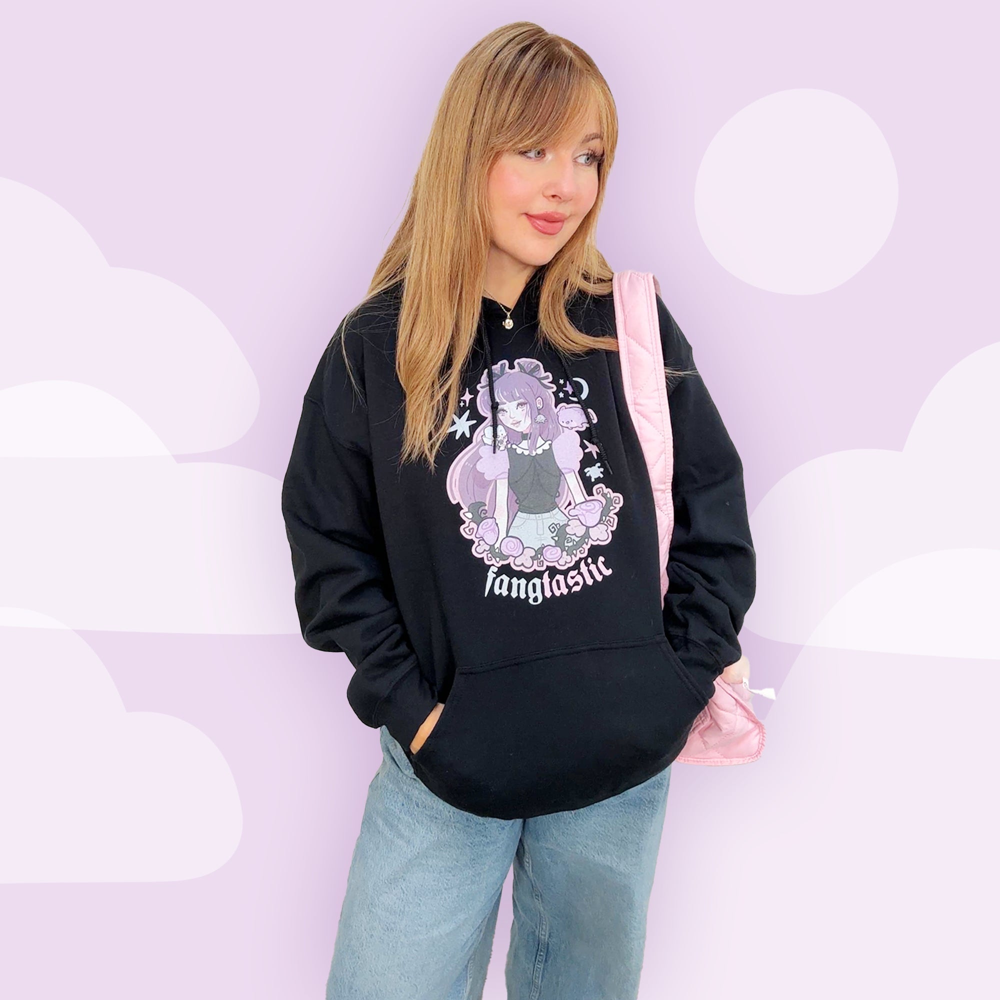 Violet the Vampire Sweatshirt | Fangtastic Gothic Halloween Hoodie | Spooky Cute Kawaii Apparel Katnipp character product
