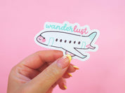 Wanderlust Plane Sticker | Cute Travel Vinyl Sticker | Kawaii Adventure Planner Sticker Katnipp character product