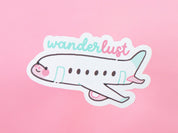 Wanderlust Plane Sticker | Cute Travel Vinyl Sticker | Kawaii Adventure Planner Sticker Katnipp character product