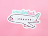 Wanderlust White and Pastel Plane Travel Die-Cut Vinyl Sticker - Katnipp Studios