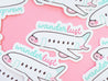 Wanderlust White and Pastel Plane Travel Die-Cut Vinyl Sticker - Katnipp Studios