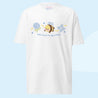 White Bumblebutt and Blue Hydrangeas Kawaii Premium Heavyweight Tee - Cute Floral Shirt - Katnipp Studios