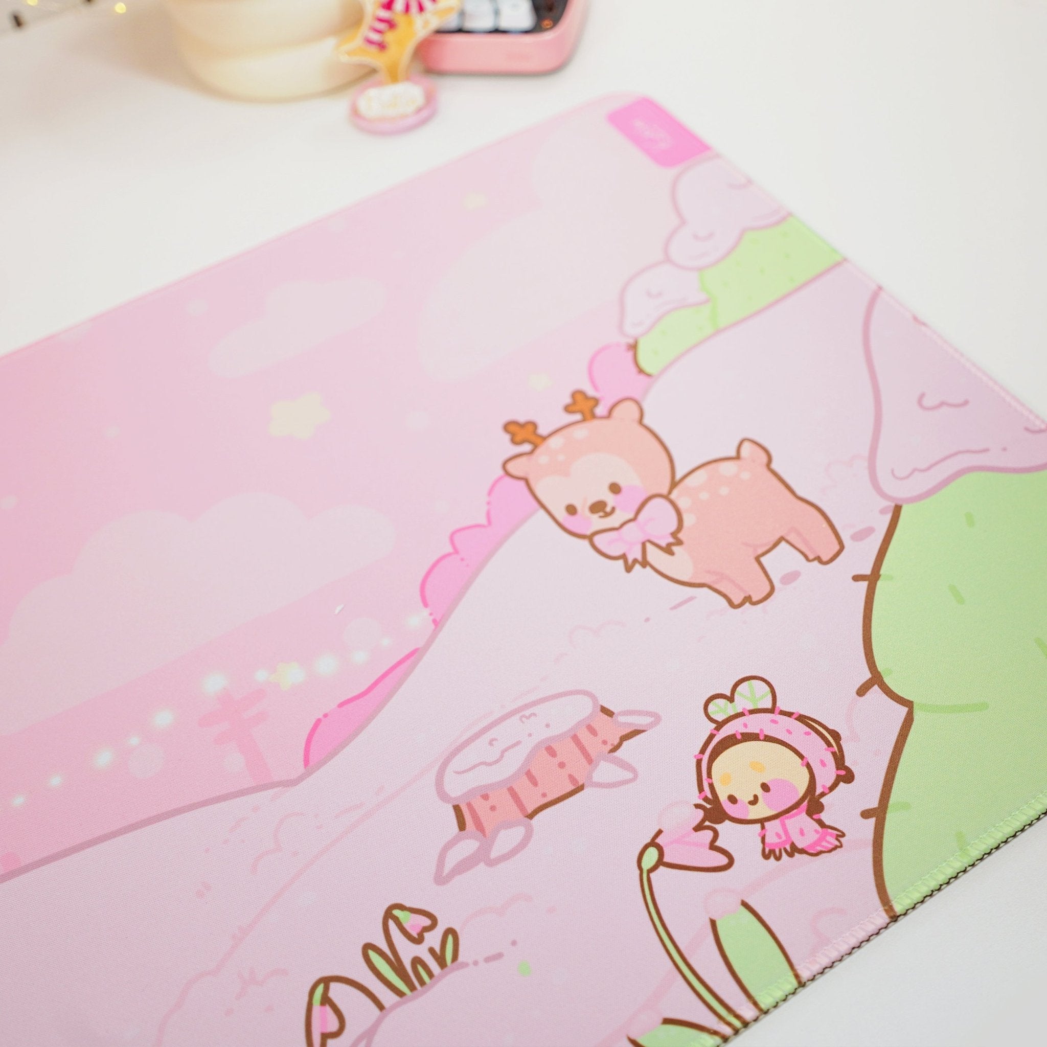 Winter Christmas Desk Mat | Cinnamon & Bumblebutt | Kawaii Pastel Desk Decor Katnipp character product