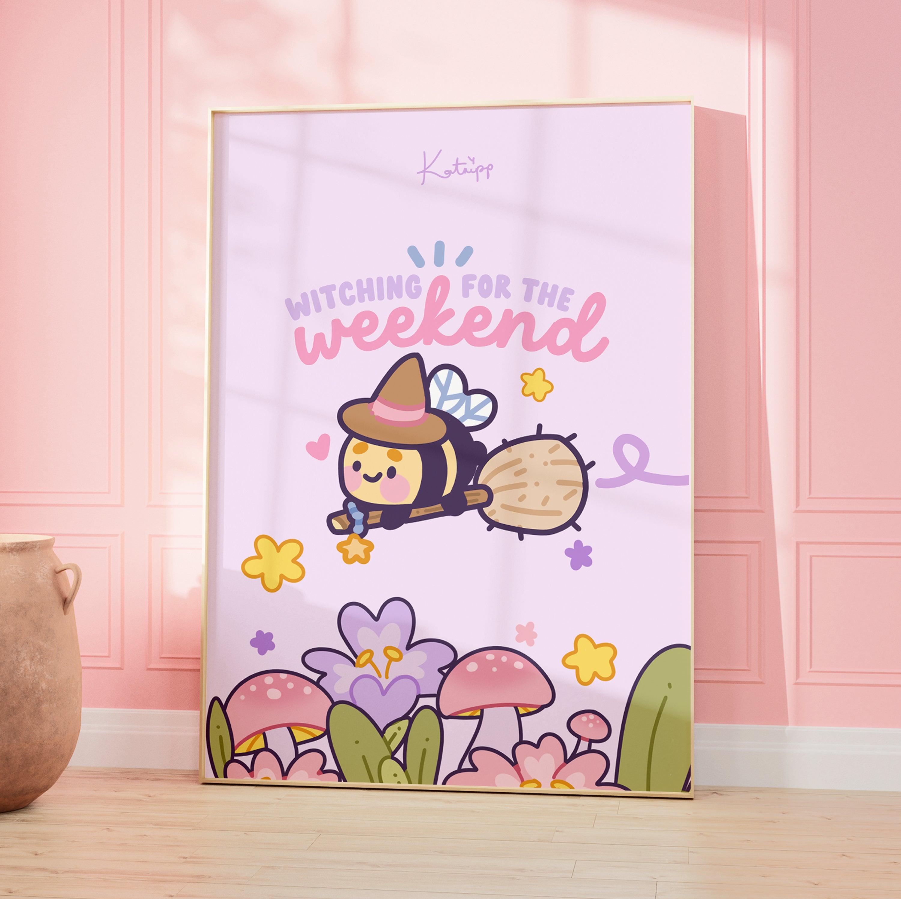 Witchin' for the Weekend! Kawaii Bumblebutt x The Pastel Witch Art Print - Katnipp Studios