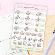 Working From Home Sticker Sheet | A6 Planner Stickers | MISC 004 Katnipp character product