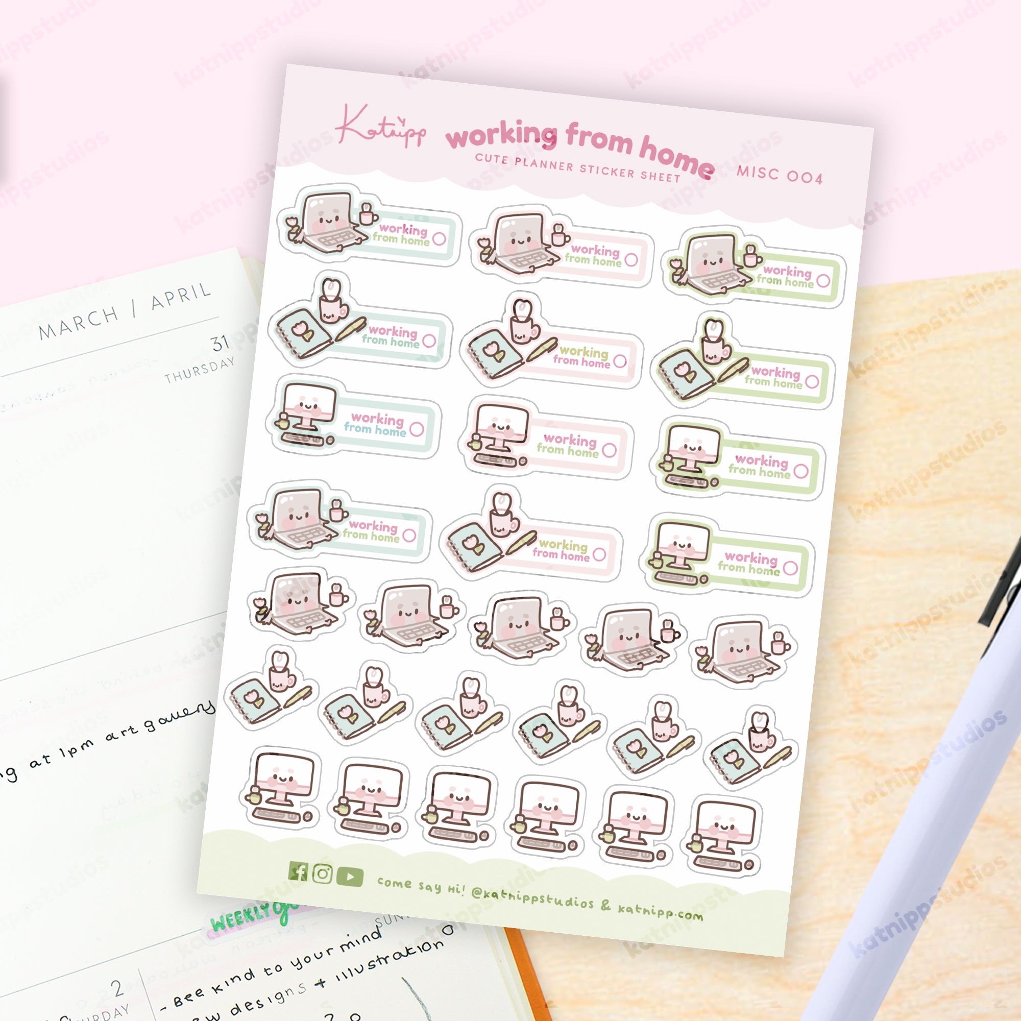 Working From Home Sticker Sheet - MISC 004 - Katnipp Studios