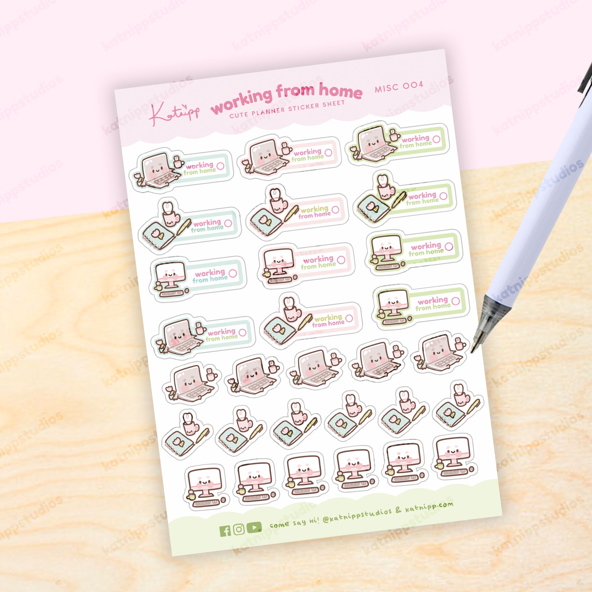 Working From Home Sticker Sheet - MISC 004 - Katnipp Studios