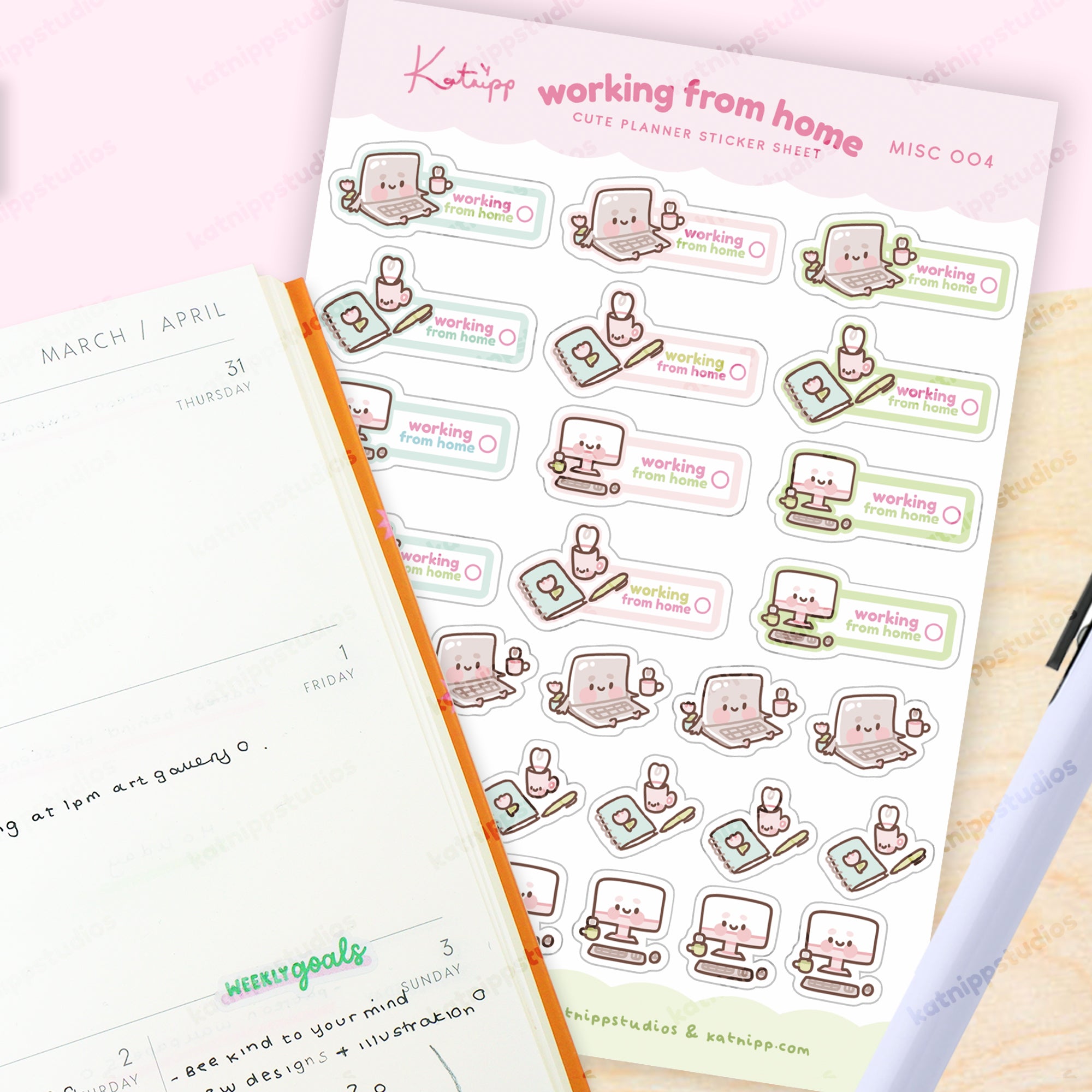 Working From Home Sticker Sheet - MISC 004 - Katnipp Studios
