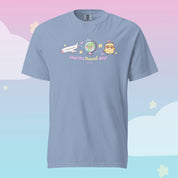 Yay! It’s Travel Day! Premium Heavyweight T-Shirt | Kawaii Airport Tee | Wanderlust Graphic Shirt | Katnipp Travel Apparel Katnipp character product