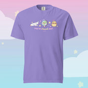 Yay! It’s Travel Day! Premium Heavyweight T-Shirt | Kawaii Airport Tee | Wanderlust Graphic Shirt | Katnipp Travel Apparel Katnipp character product