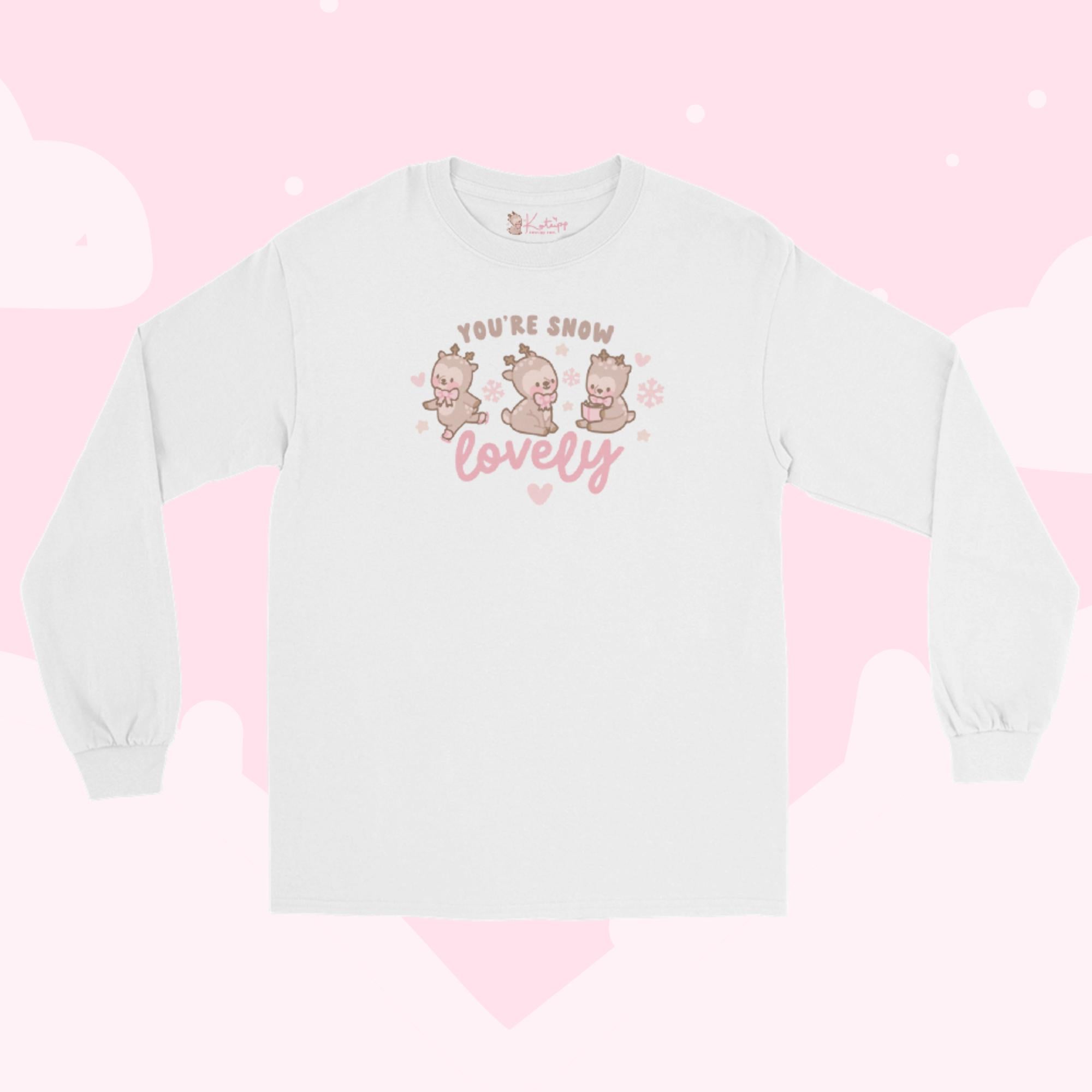 You’re Snow Lovely Cinnamon Reindeer Long Sleeve Shirt | Cute Kawaii Winter Christmas Apparel - Katnipp Studios