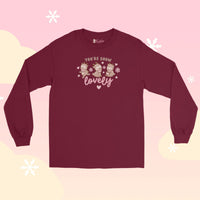 You’re Snow Lovely Cinnamon Reindeer Long Sleeve Shirt | Cute Kawaii Winter Christmas Apparel - Maroon / S