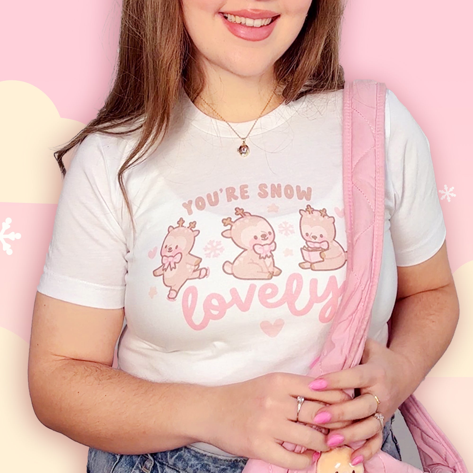 You're Snow Lovely Kawaii Reindeer Christmas T-Shirt | Cute Holiday Graphic Tee for Winter Katnipp character product